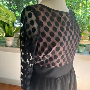 Eliza J Dot Mesh Bodice Fit & Flare Dress